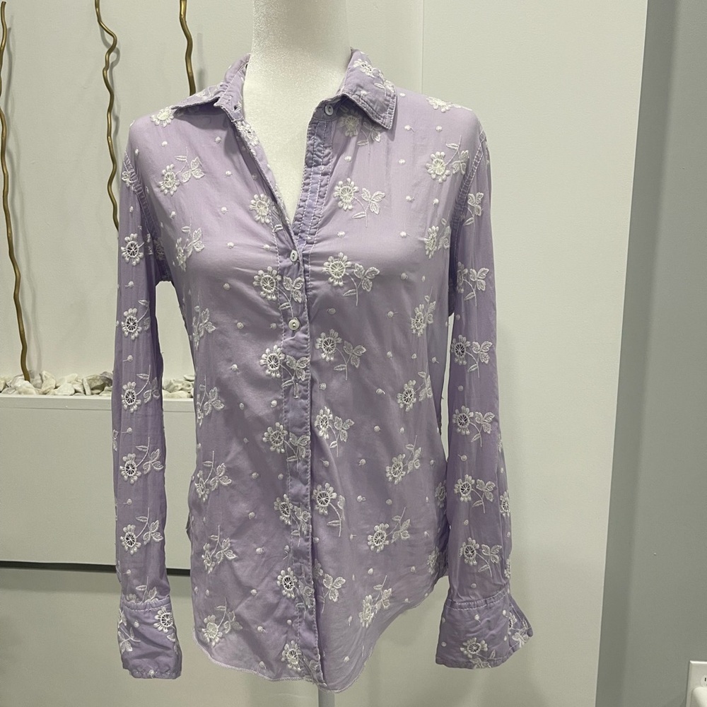 Lilac Floral Embroidered Blouse